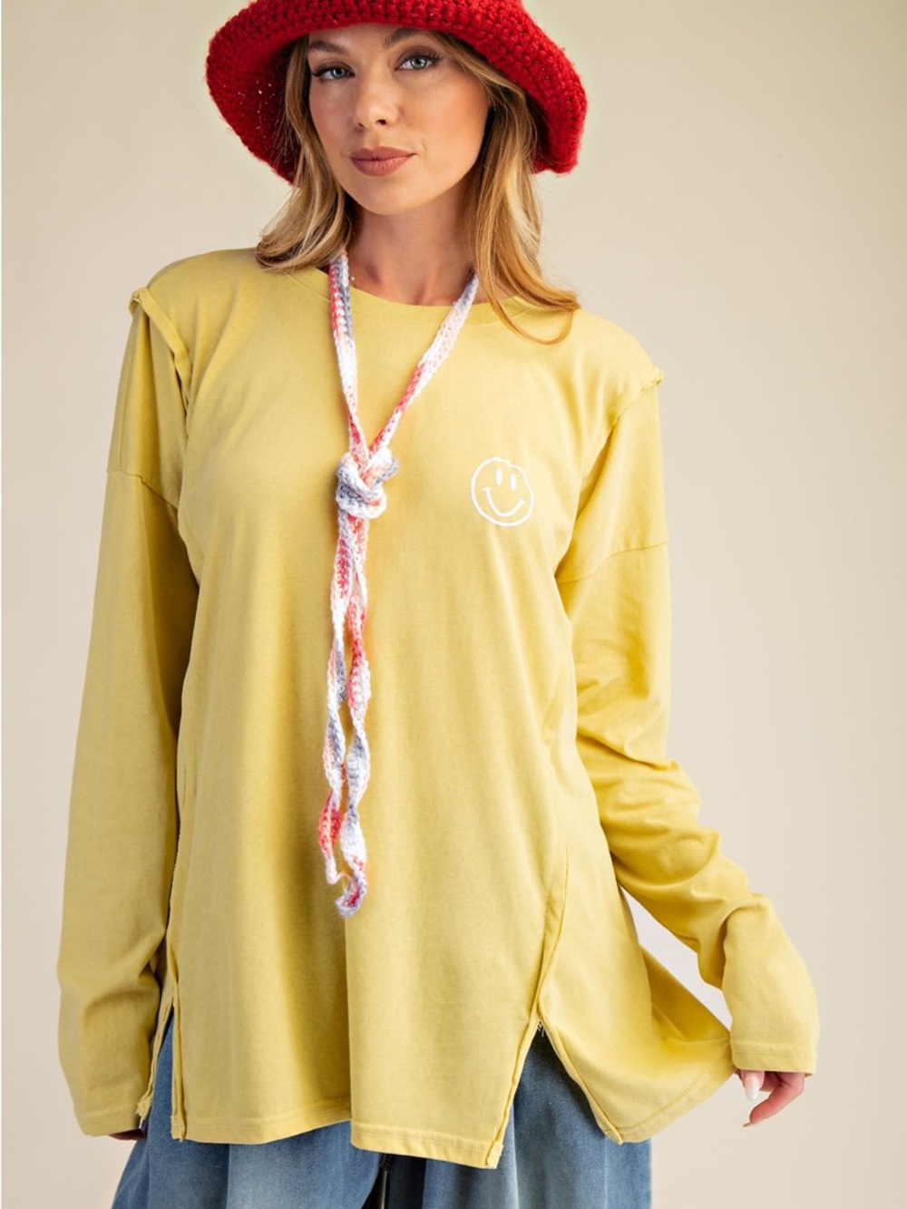 easel Yellow Smiley Long-Sleeve Tee